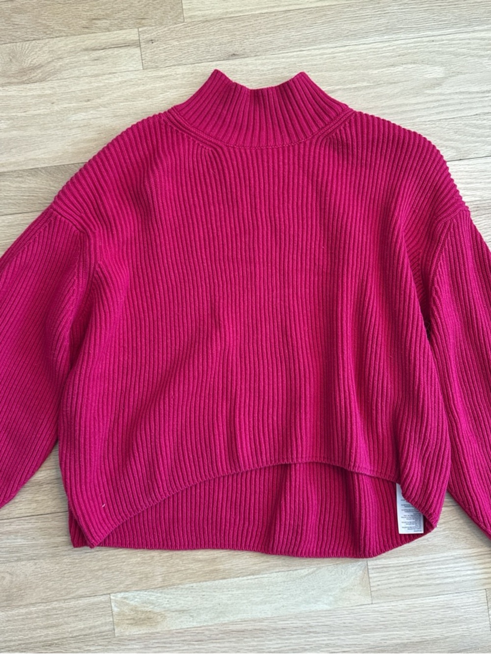 Anthropologie Fuchsia Ribbed Mock Neck Sweater